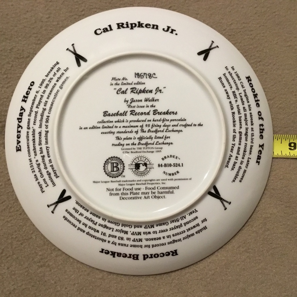 Cal Ripken Jr. Commemorative Plate - Picture 2 of 2